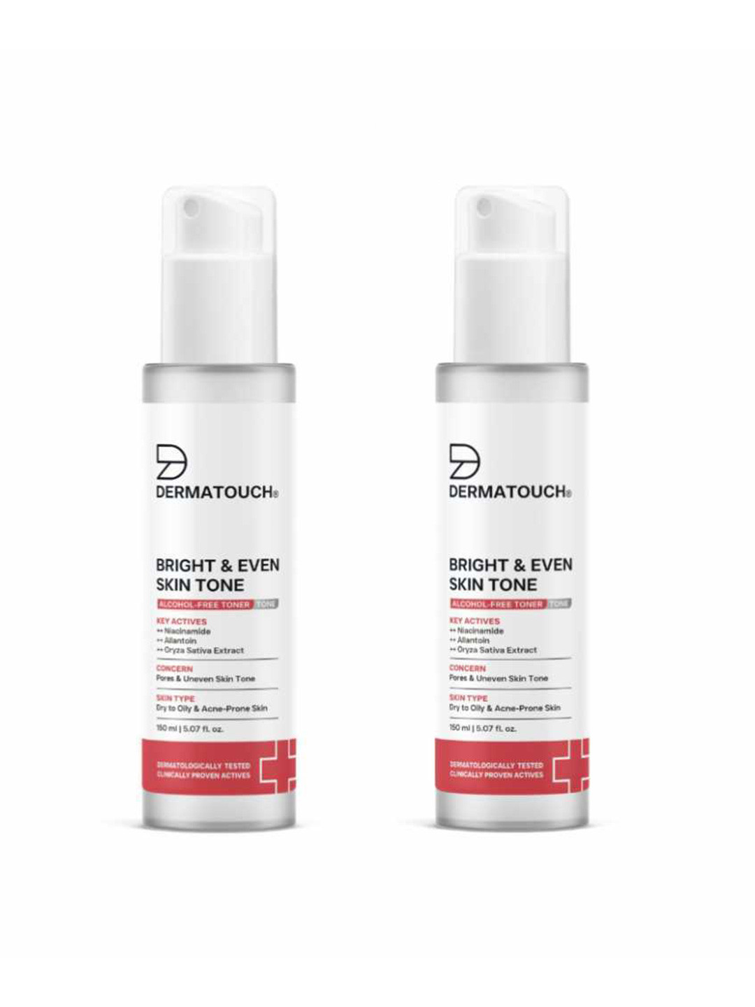 Dermatouch Set Of 2 Bright & Even Skin Tone Alcohol Free Toner - 150 ml Each