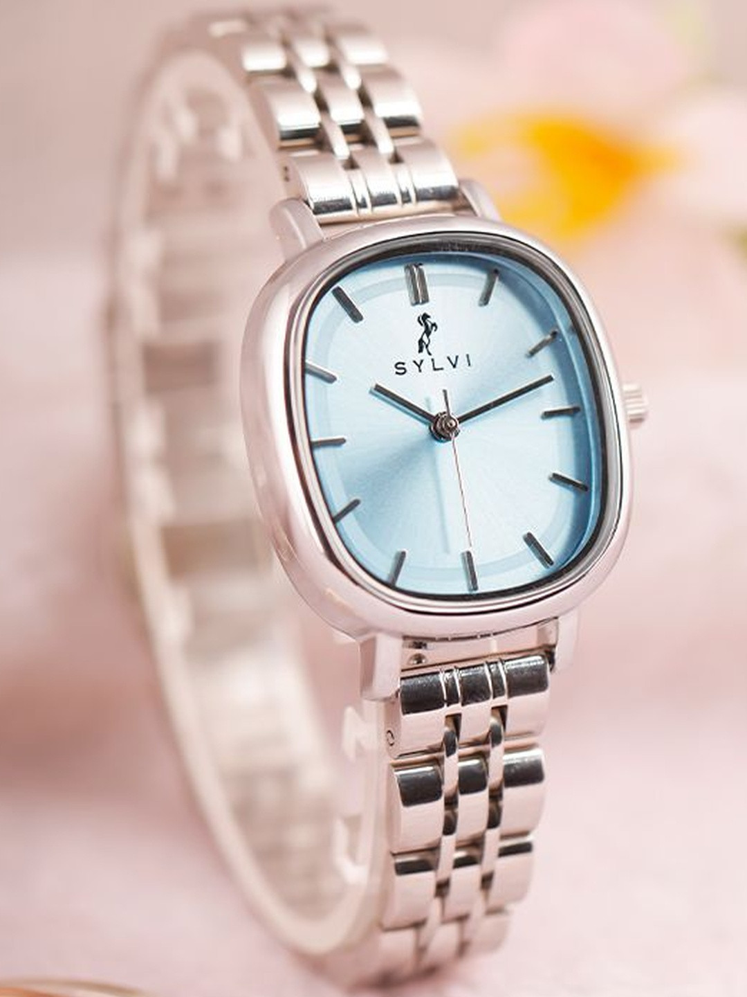 Sylvi Women Patterned Dial & Stainless Steel Straps Analogue Multi Function Watch EL-IB-SLVR-chain