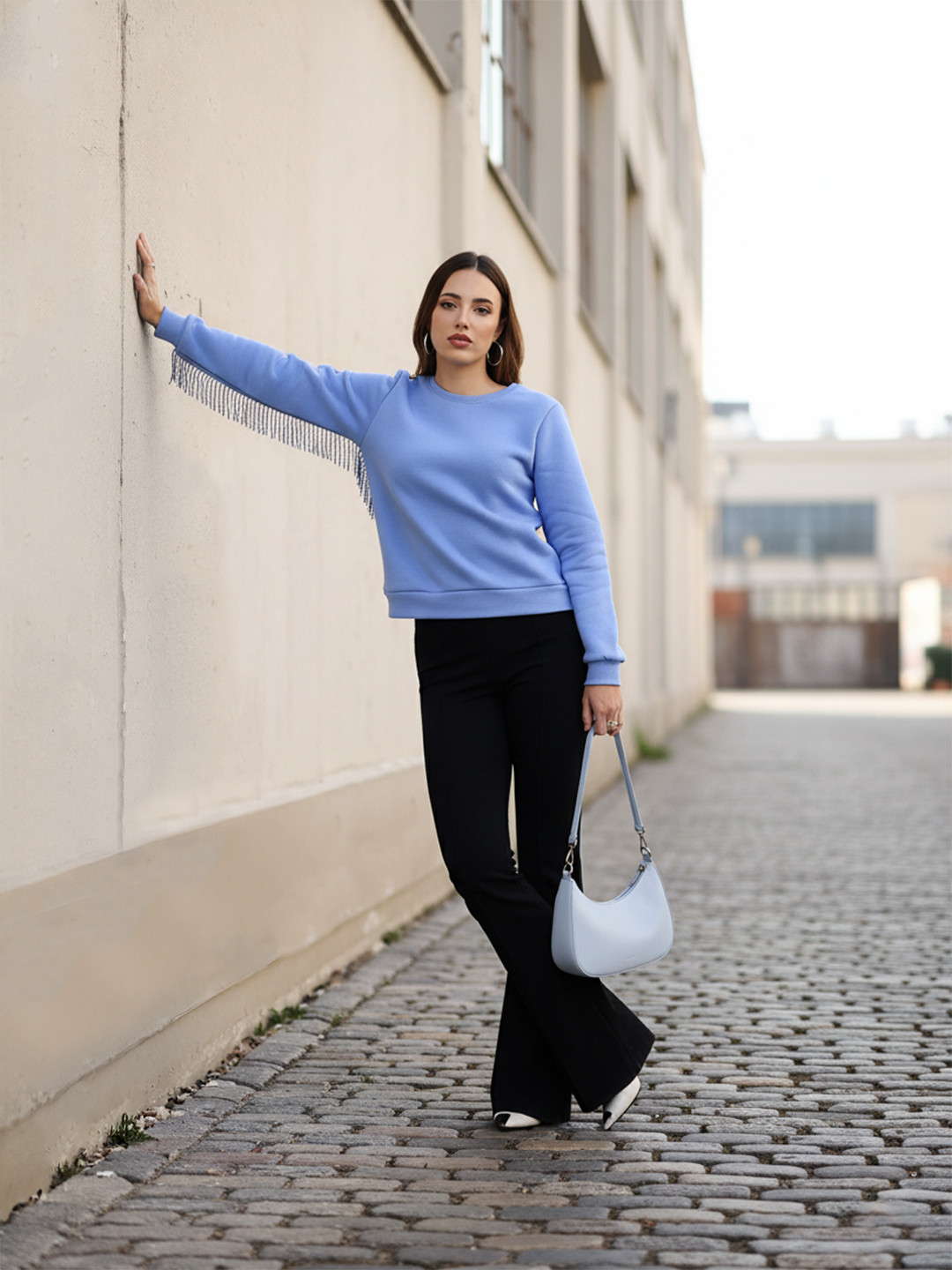 bebe Fringed Detailed Sweatshirt