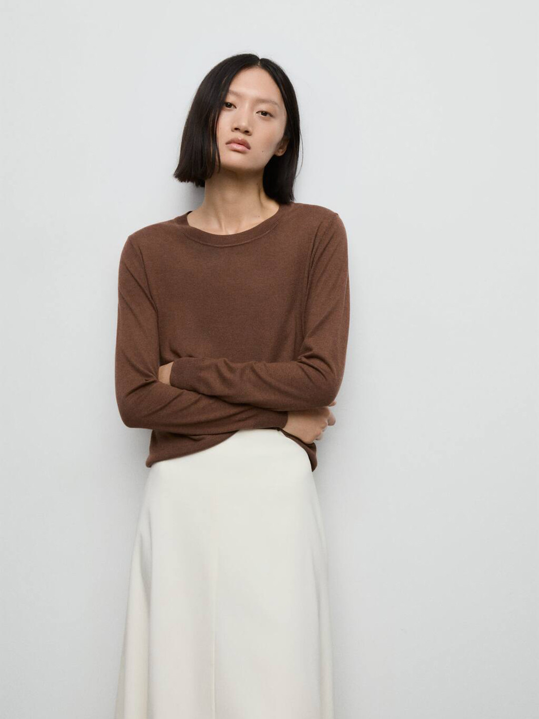 MANGO Round Neck Knitted Pullover