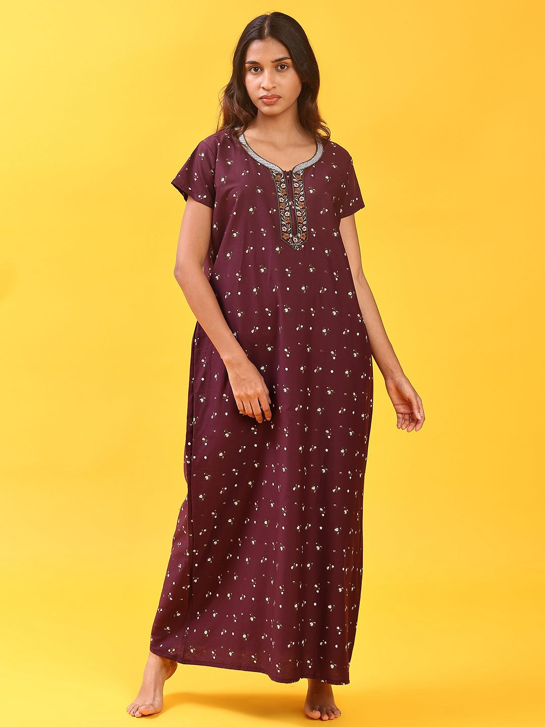 V-Mart Women Printed Maxi Nightdress
