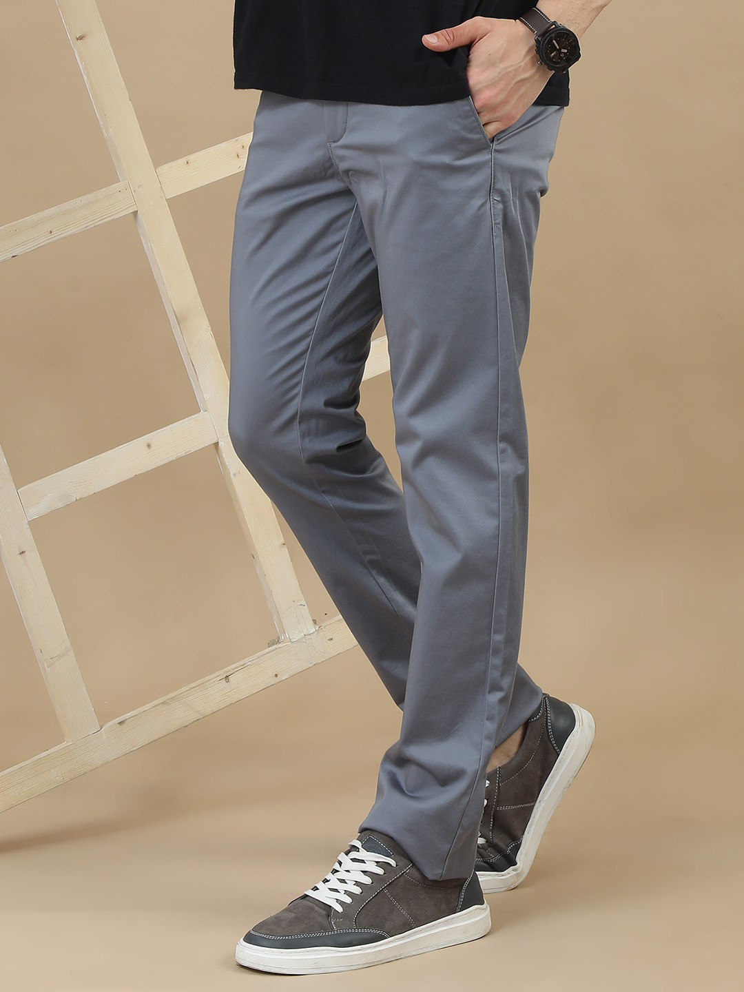 COOL COLORS Men Slim Fit Mid-Rise Chinos Trousers