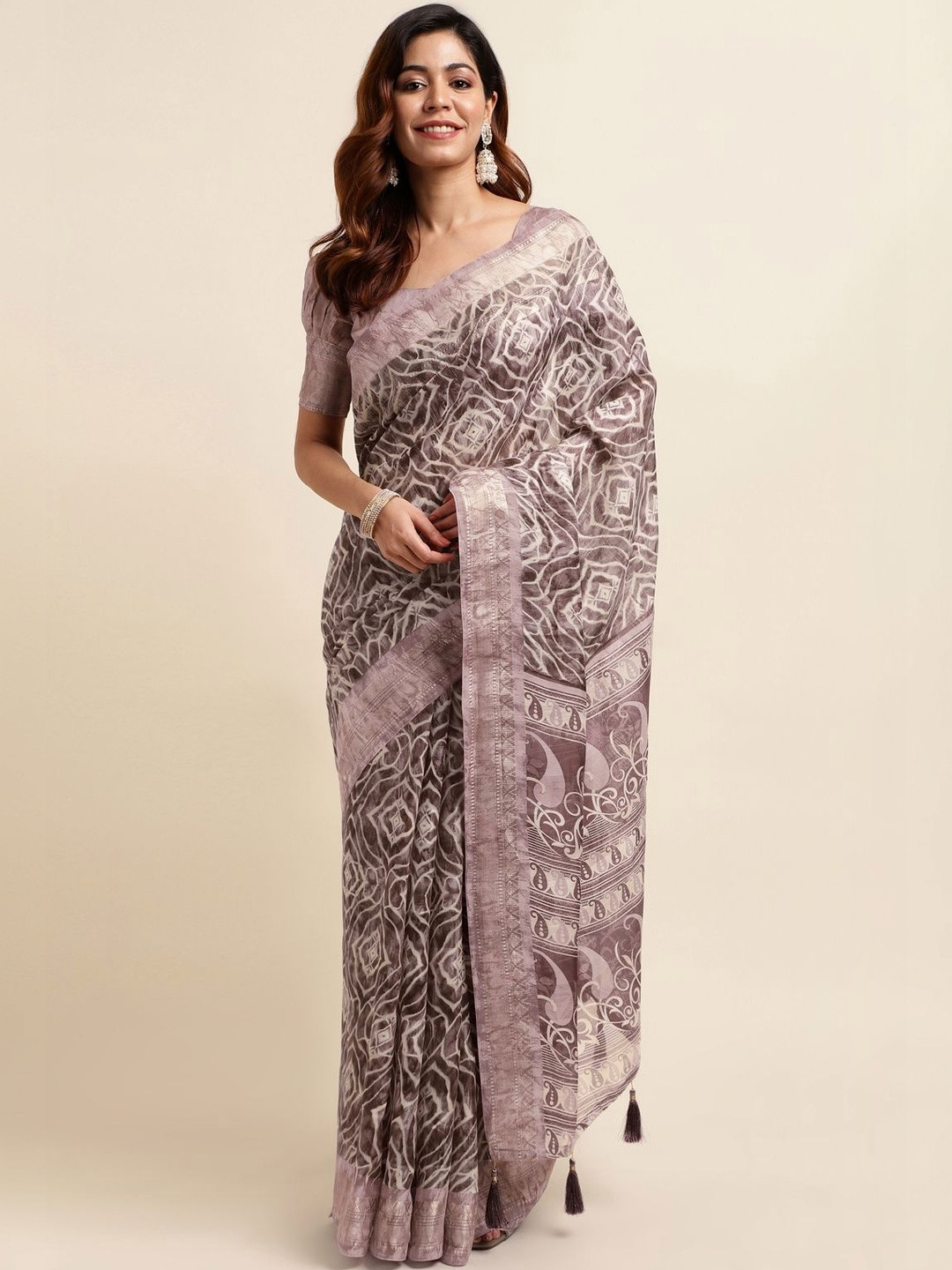 KALINI Ethnic Motifs Zari Poly Chiffon Saree