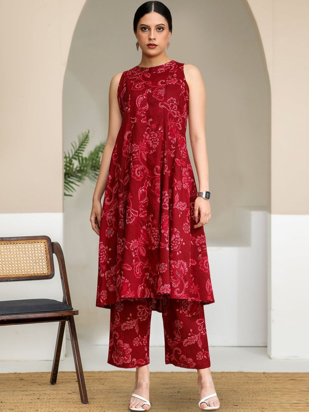 all about you Women Floral Printed Regular Kurta with Palazzos