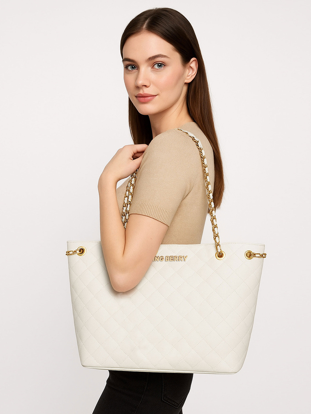 FLYING BERRY  Textured PU Structured Shoulder Bag with Quilted