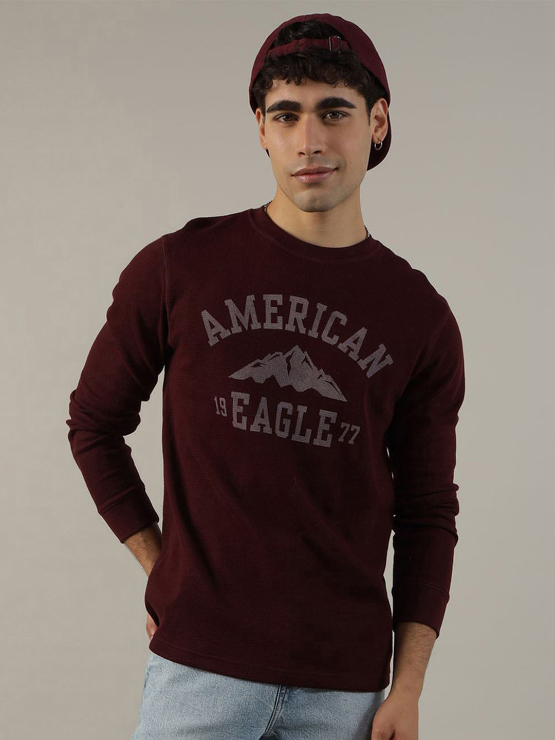 AMERICAN EAGLE OUTFITTERS Typography Printed Thermal T-shirt
