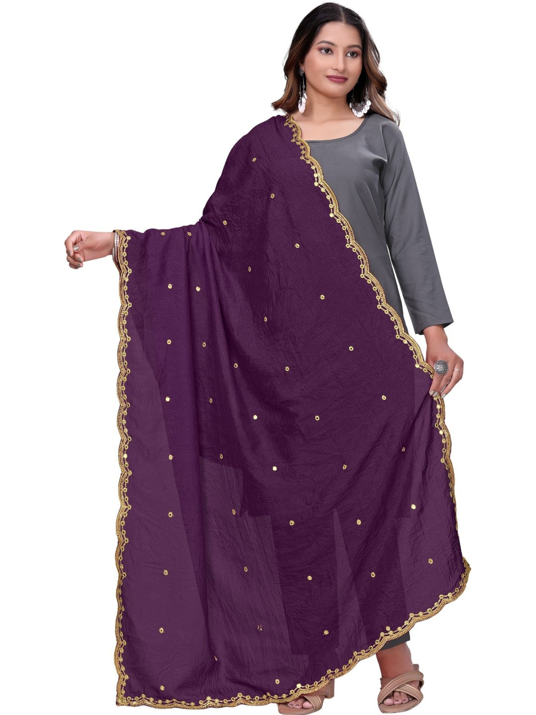 Kemza Embroidered Ikat Dupatta with Mirror Work