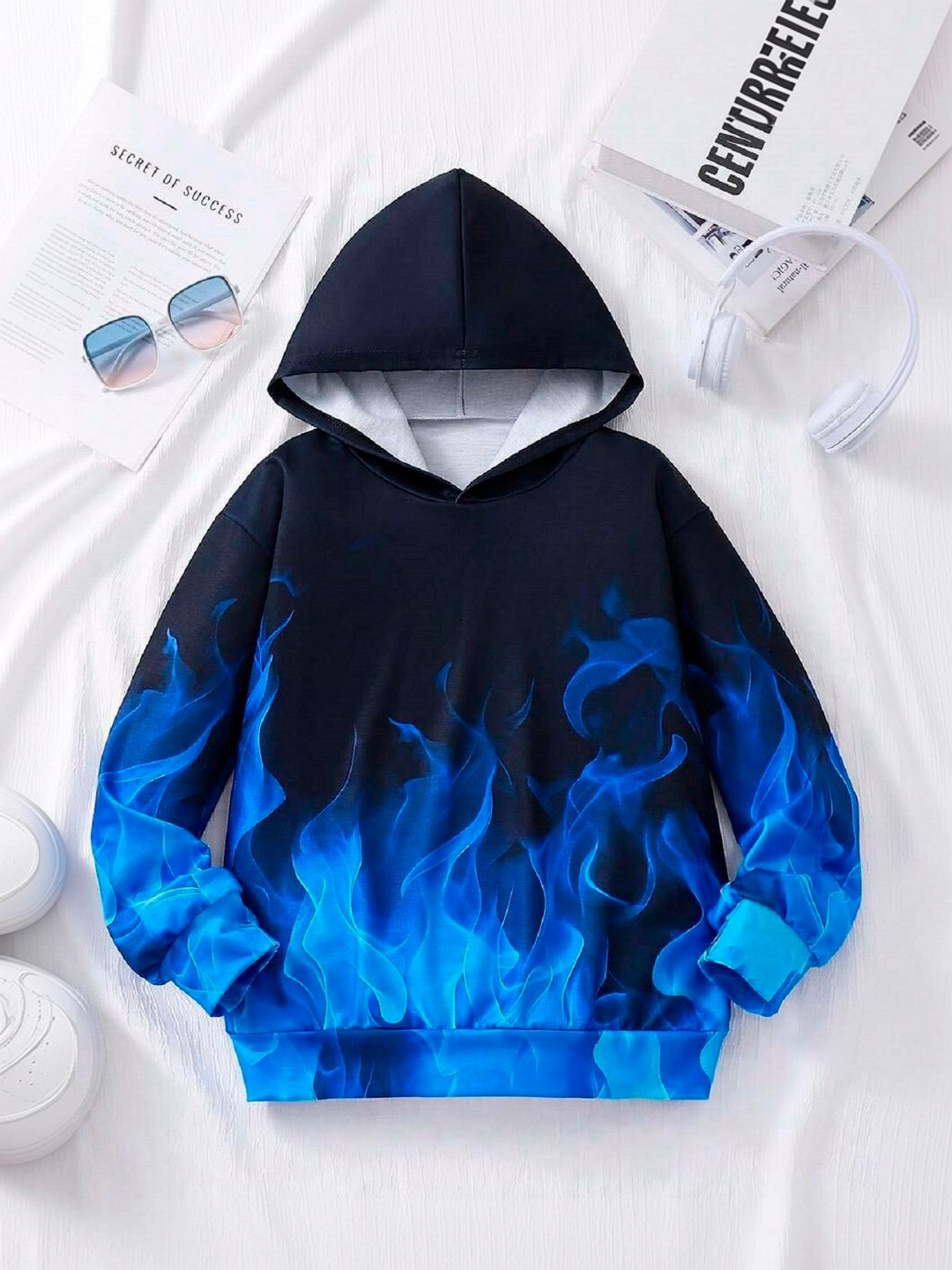 YK Boys Printed Hooded Sweatshirt
