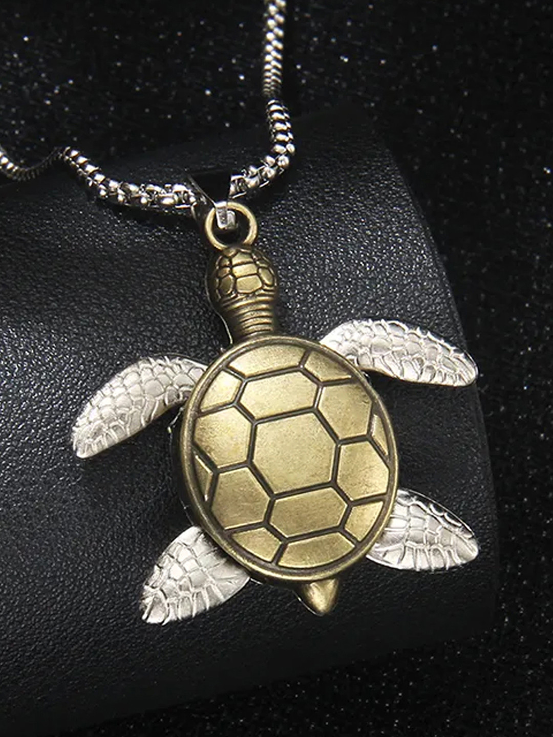 PIXFLIK Unisex Turtle Bronze Lucky Pendant Necklace