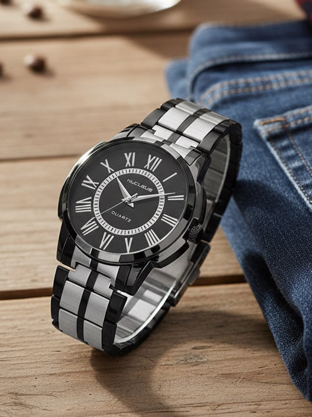 Nucleus Men Black Dial & Multicoloured Bracelet Style Straps Analogue Watch NLG2BB-Black