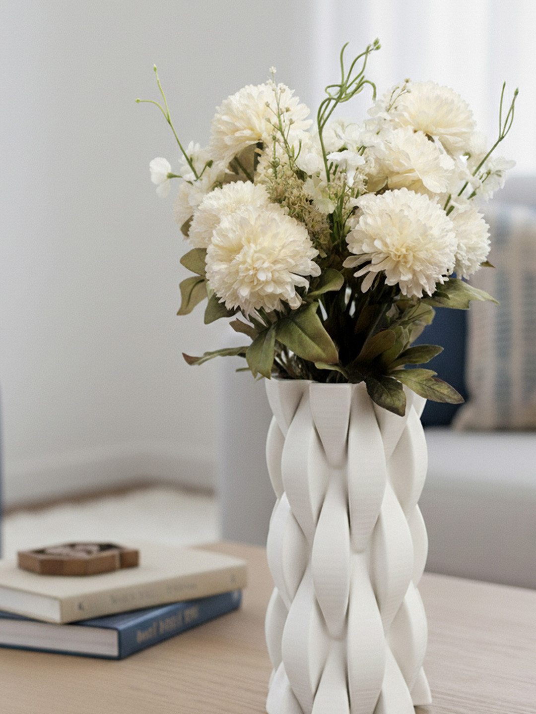 AARVI DECOR STUDIO White Chrysanthemum Artificial Flower