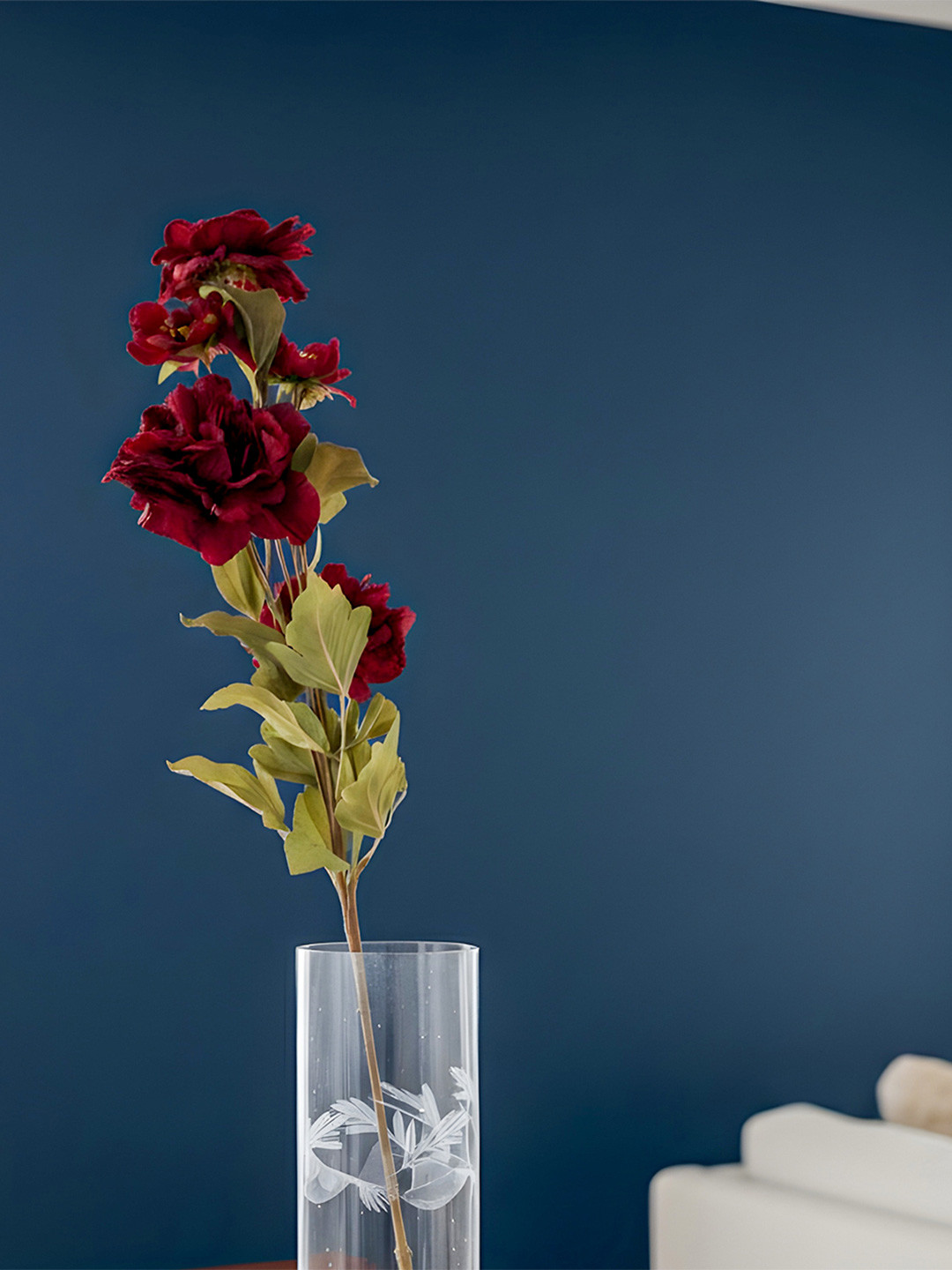 AARVI DECOR STUDIO Red Peony Artificial Flower