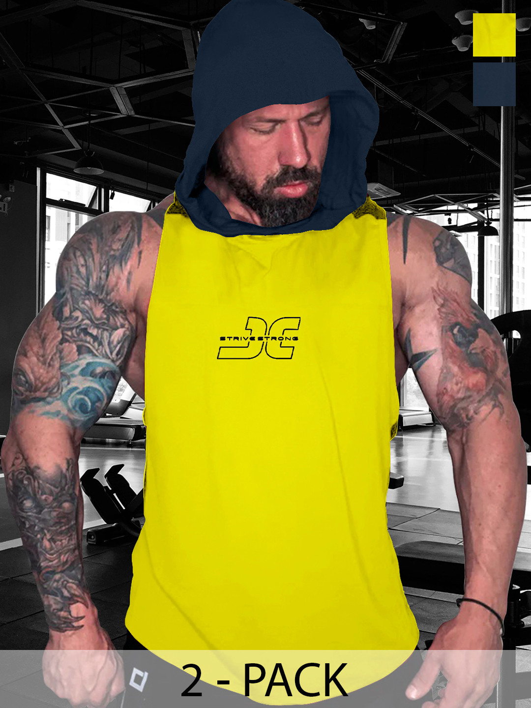 JUMPCUTS Pack Of 2 Printed Hooded Tank Vest