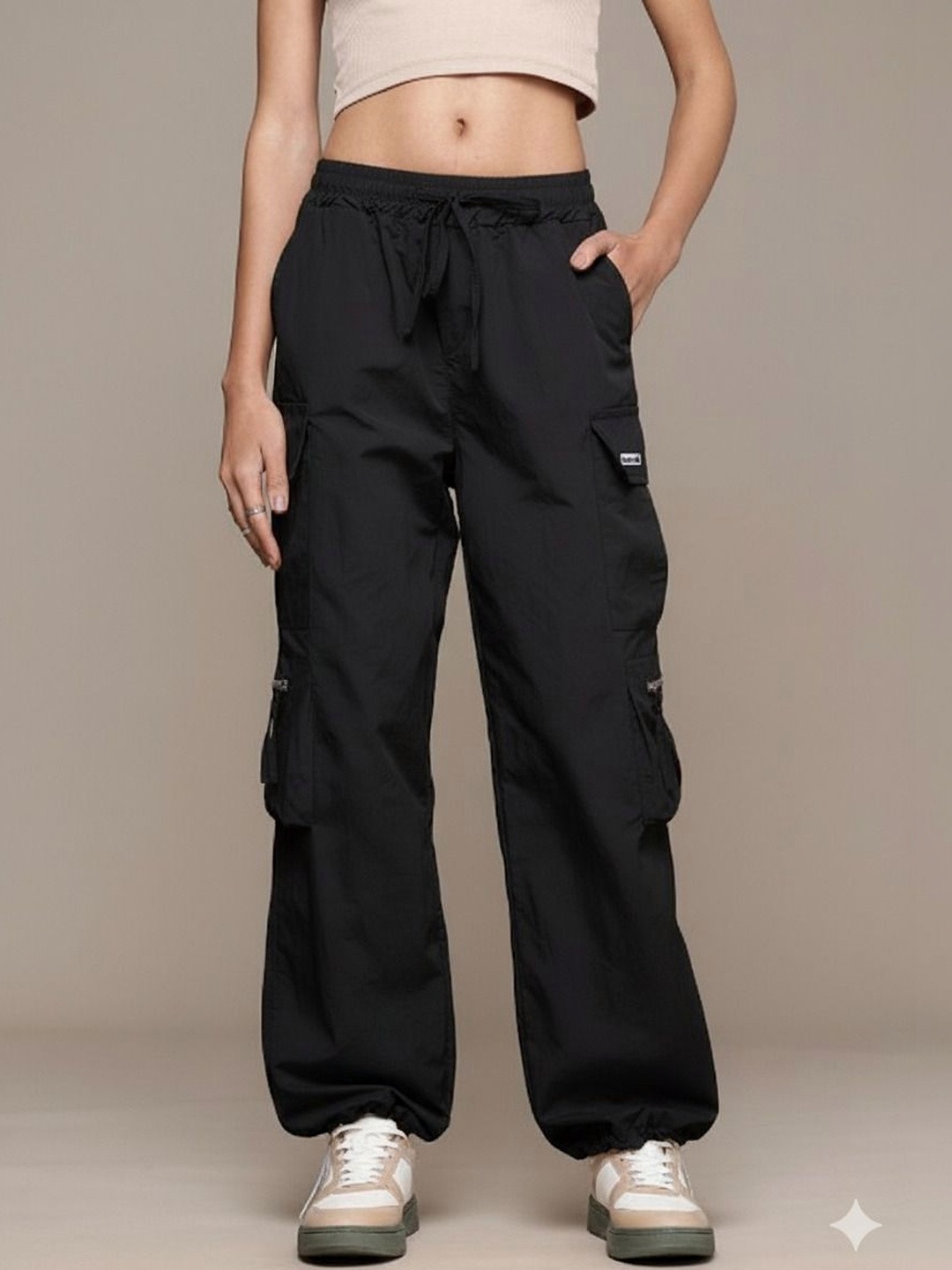 ORIEX THE ORIGINAL FASHION Women Relaxed Straight Leg Loose Fit High-Rise Easy Wash Cargos Trousers