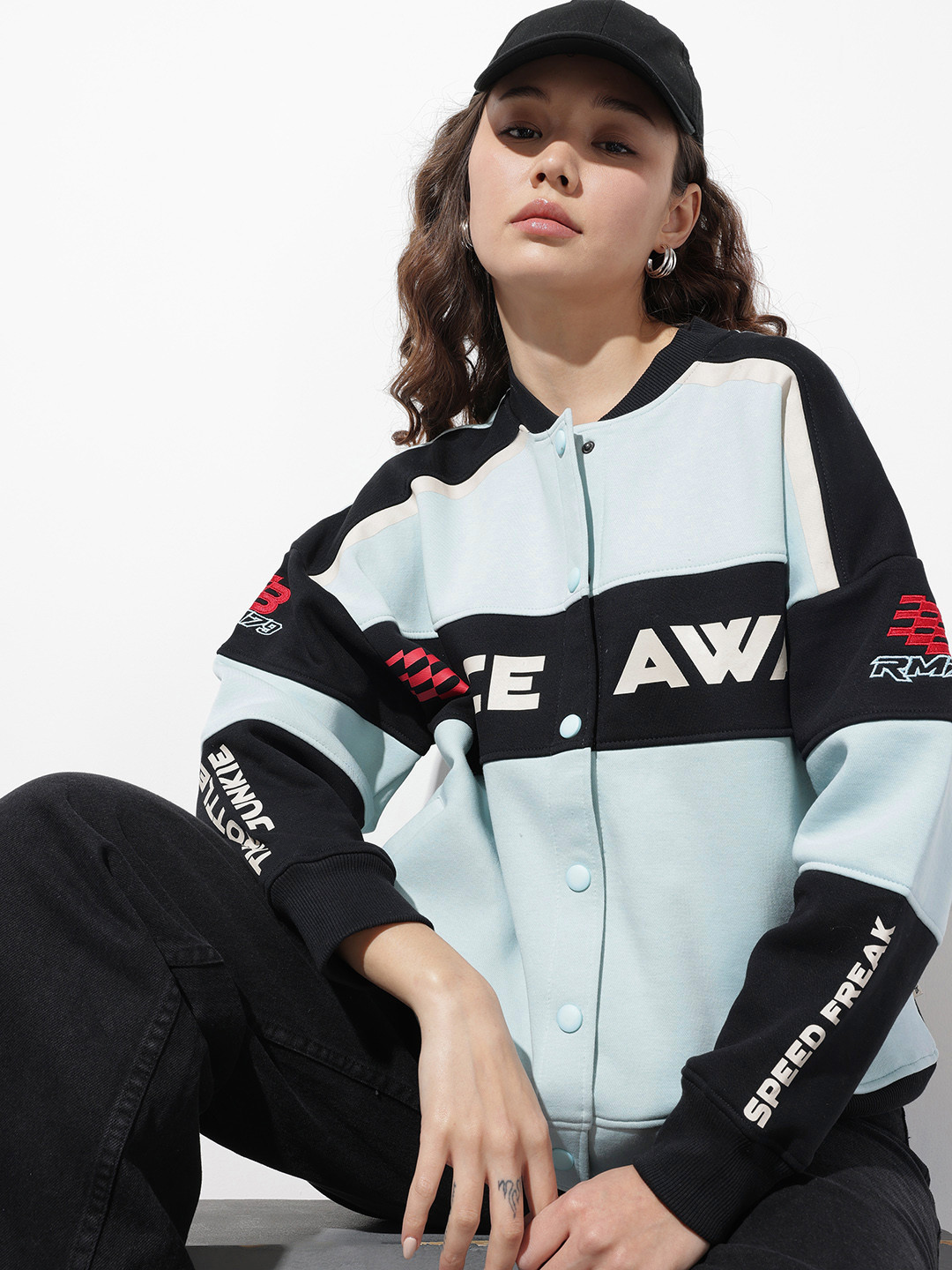 The Roadster Life Co. Typography Printed Colourblocked Tailored Jacket
