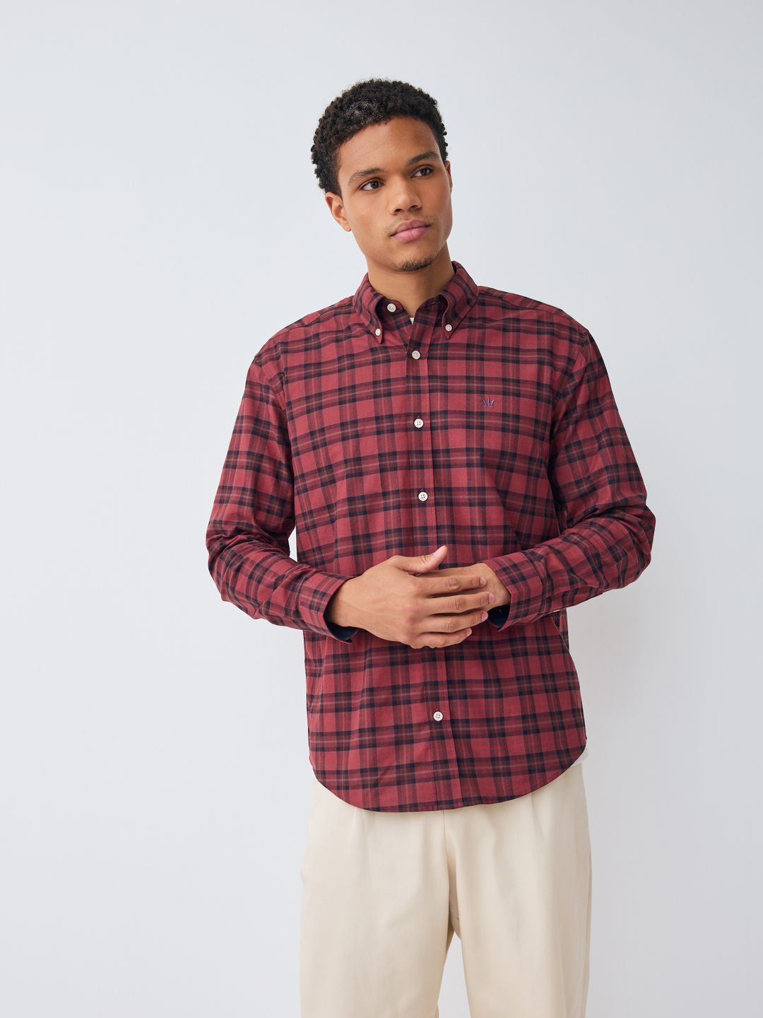 NEXT Tartan Checked Button-Down Collar Casual Shirt