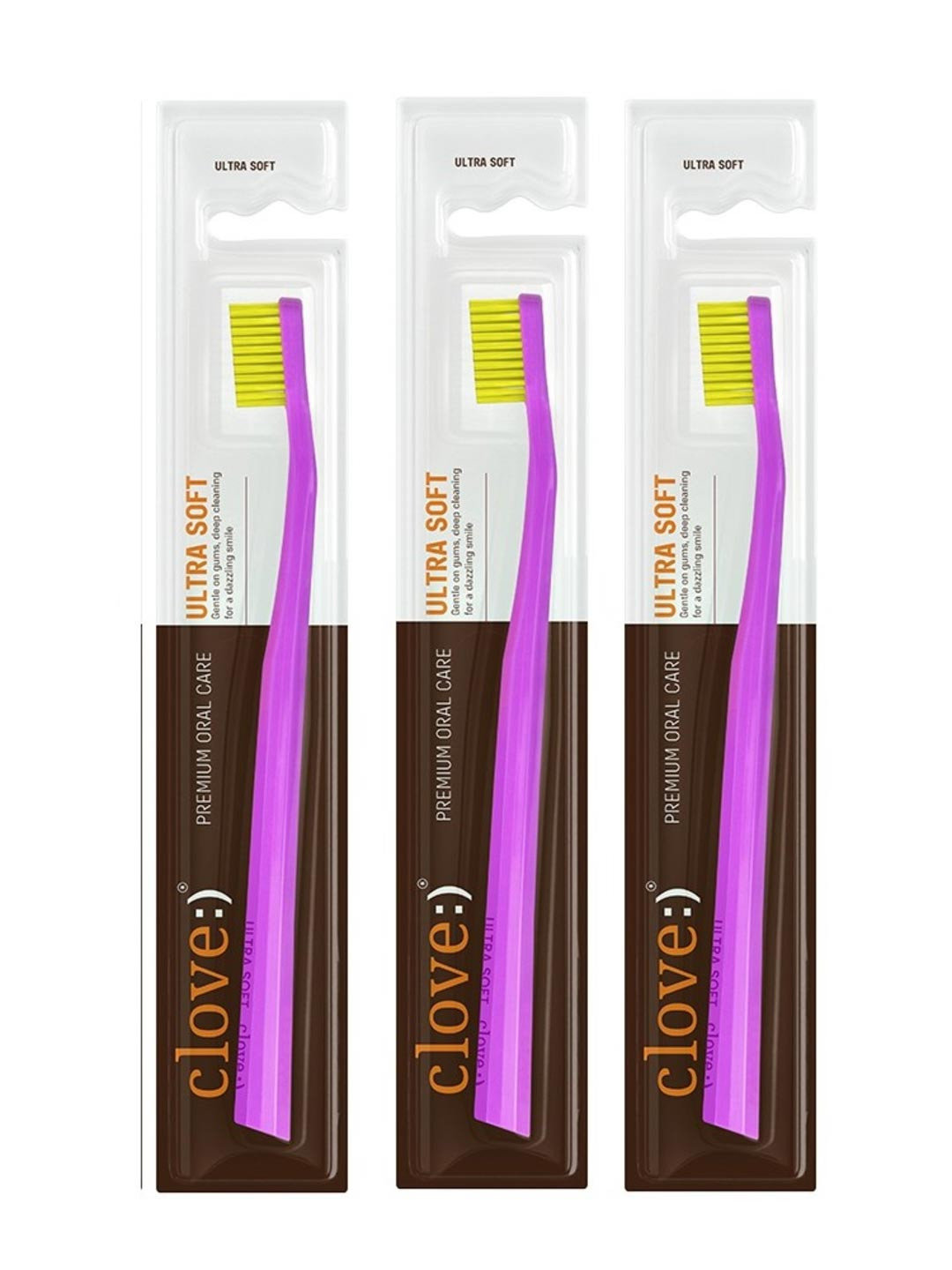 Clove Oral Care 4160 Bristles Pack of 5 Sensitive Teeth & Gums Toothbrush - Purple