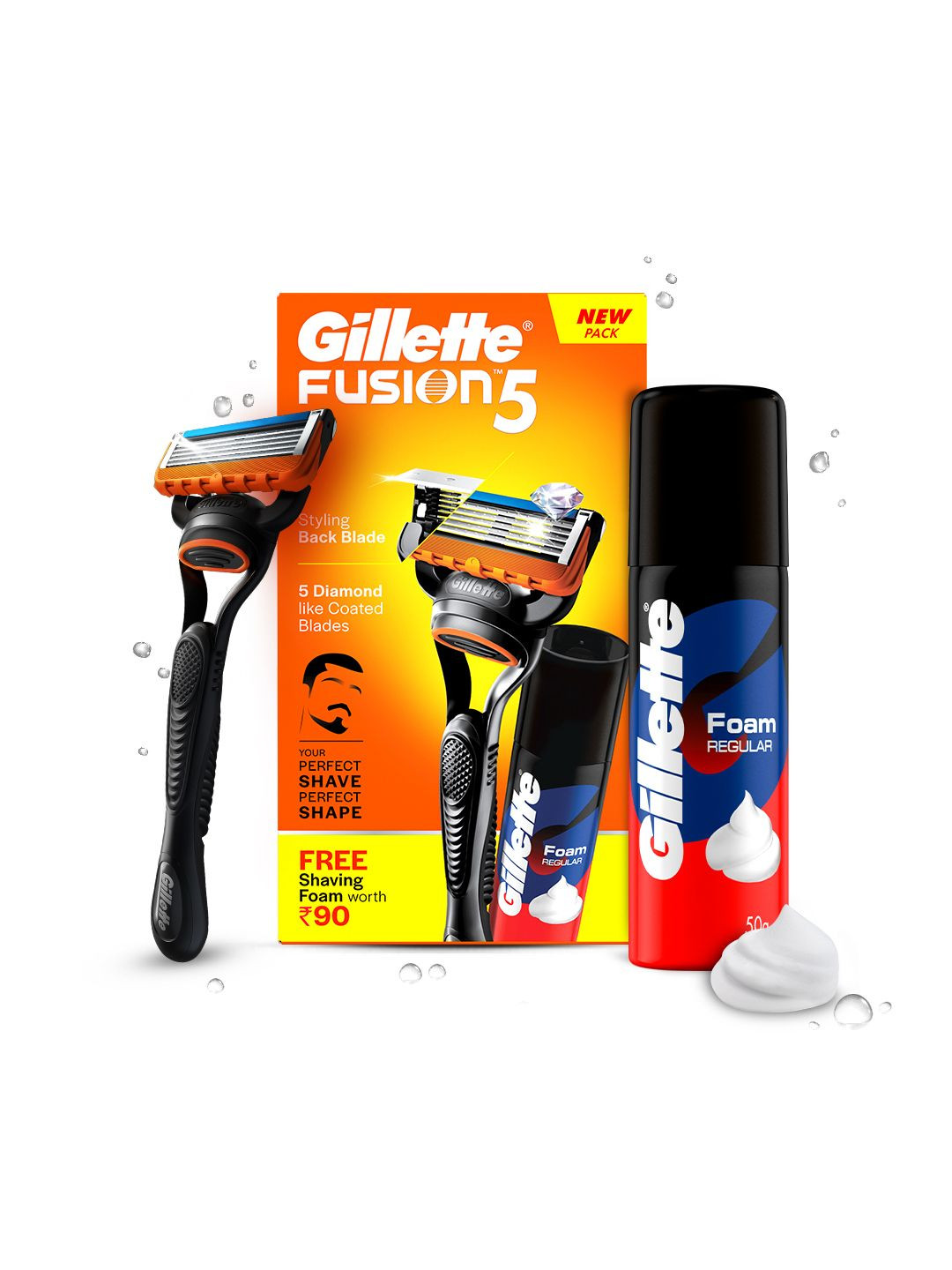 Gillette Fusion Razor with Back Blade Beard Shaper - 1 Razor