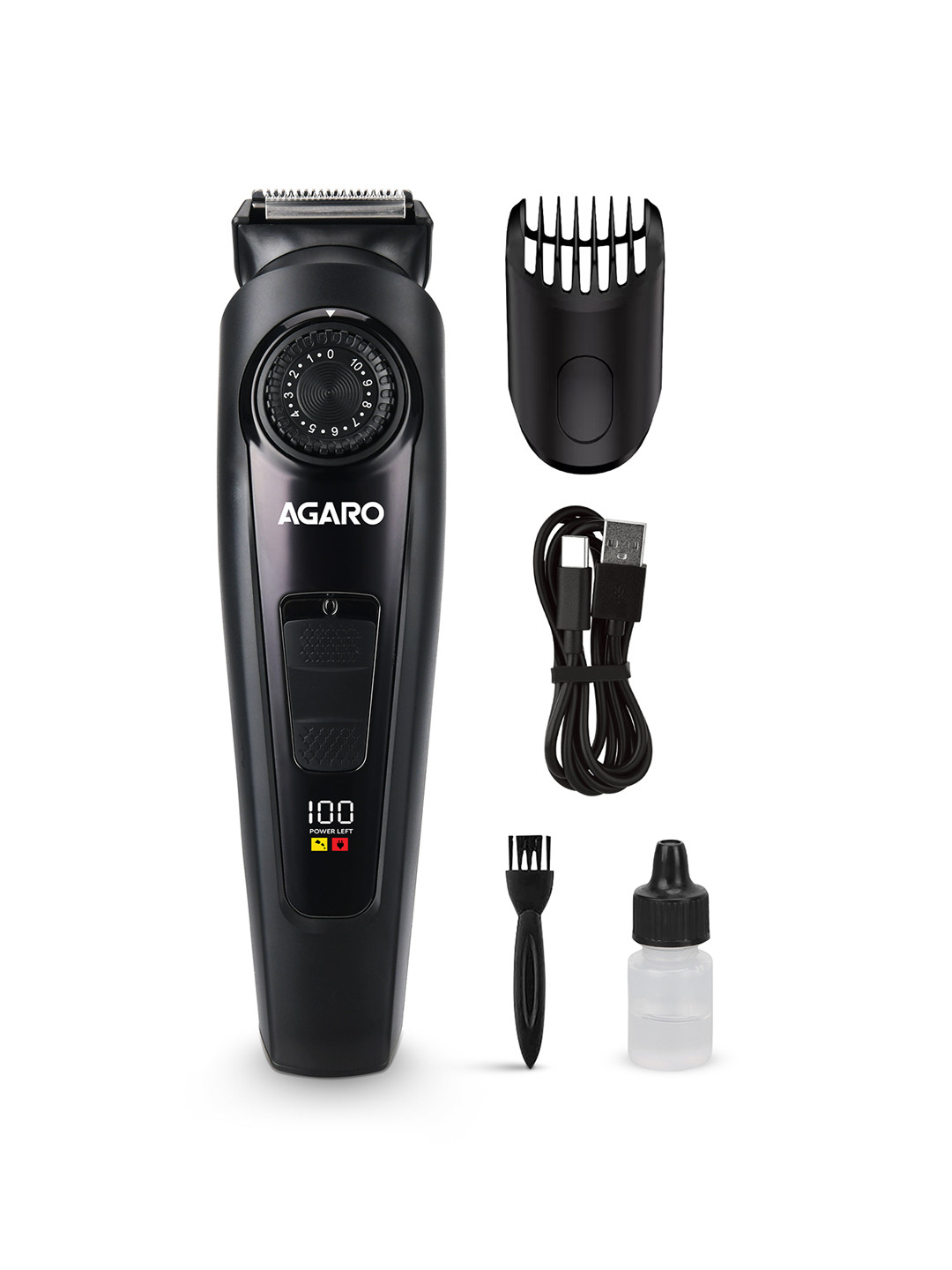 AGARO MT1122 Beard Trimmer with 10 Length Settings & Digital Display - Black