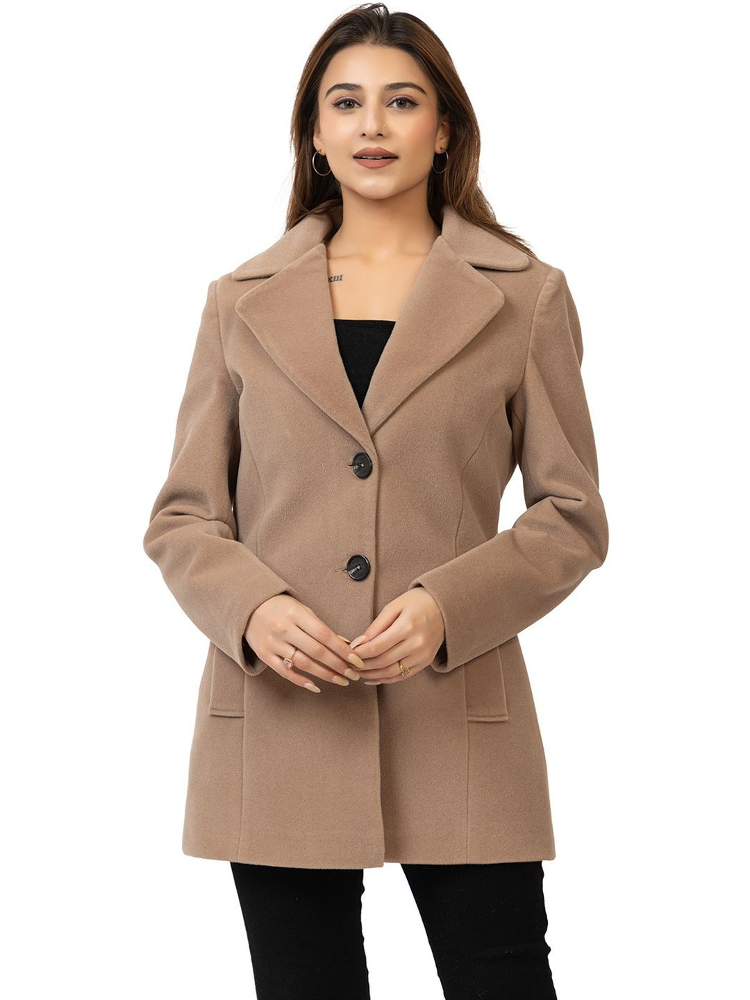 ELEVEIGHT Single-Breasted Notched Lapel Collar Coat