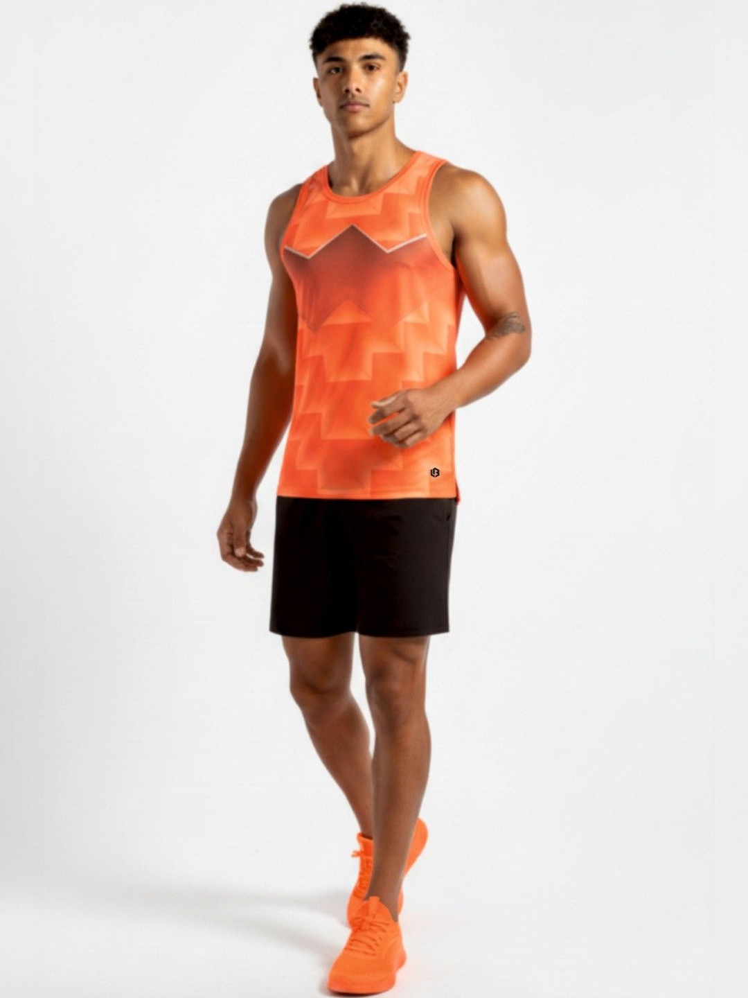 UNBEATEN Orange Solid Round Neck Regular Fit Short Sleeve T-Shirt of Unbeaten