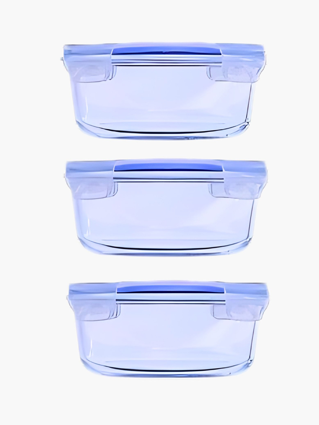 smart serve Imported Glass Dishwasher & Microwave Safe 3PCs Lunch Box With Spoon & Fork
