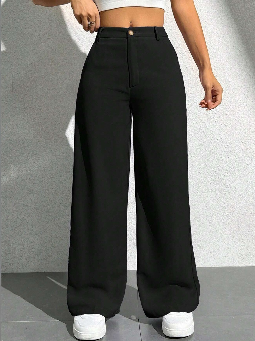dolsia Women Tailored Straight Fit Easy Wash Trousers