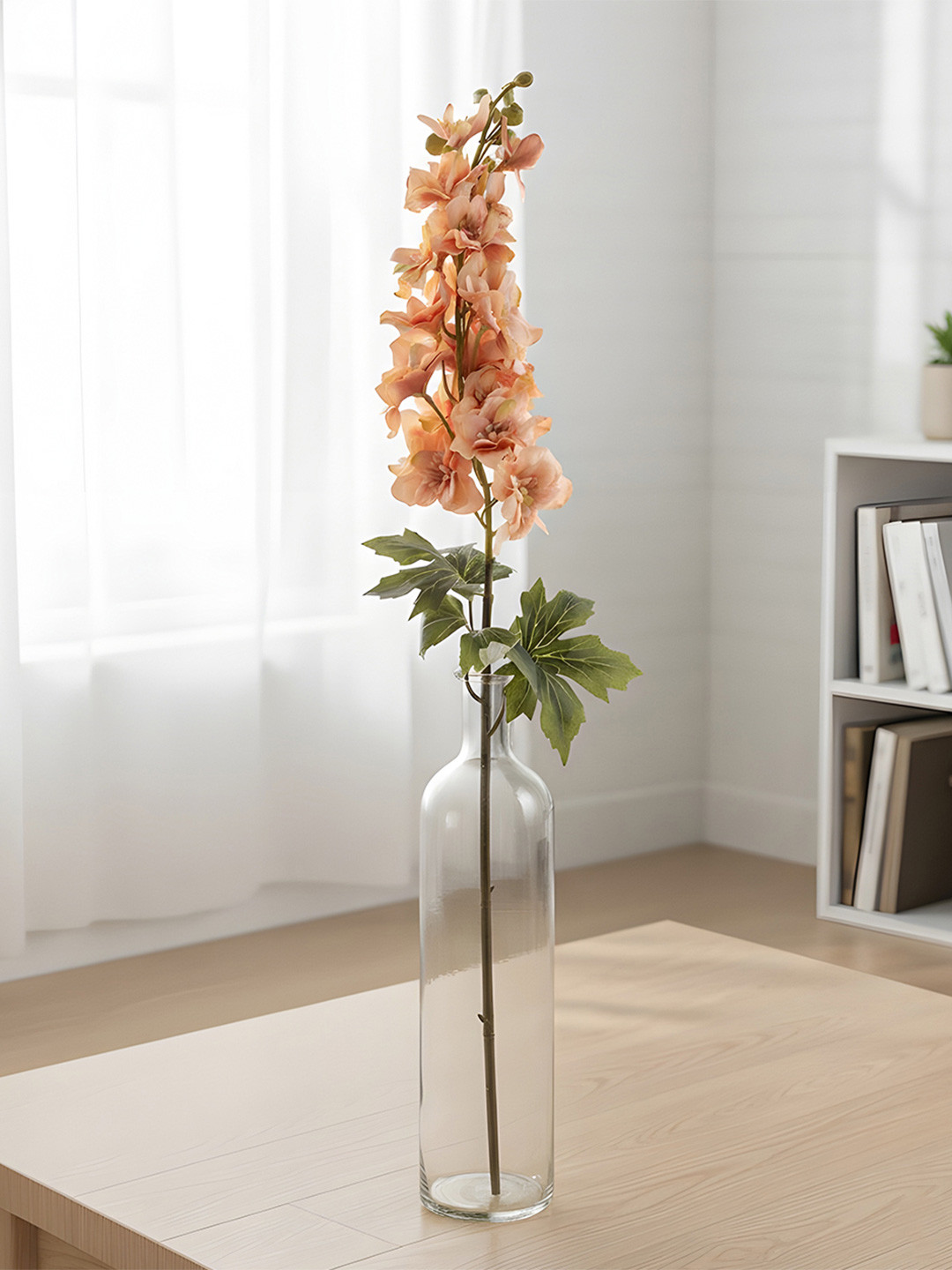 AARVI DECOR STUDIO Peach Silk Cherry Blossom Silk Stem Single Stem Flower