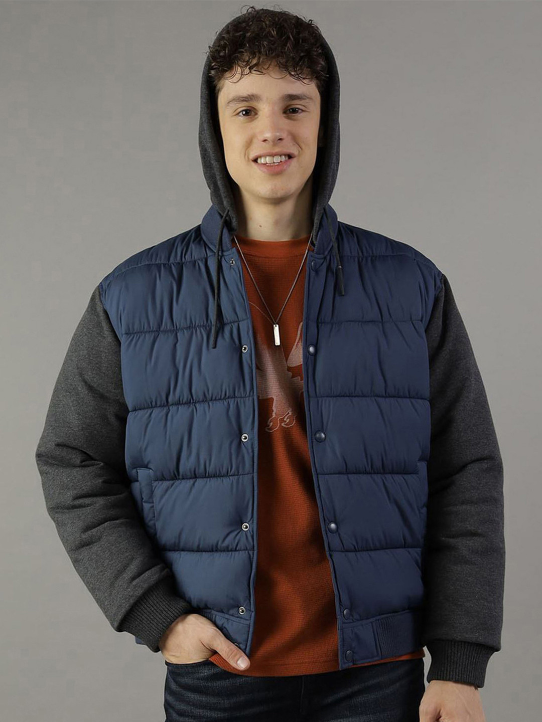 AMERICAN EAGLE OUTFITTERS Colourblocked Hooded Puffer Jacket