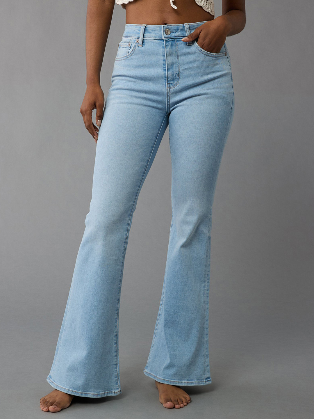 AMERICAN EAGLE OUTFITTERS Women Blue Flared Mid-Rise Bootcut Jeans