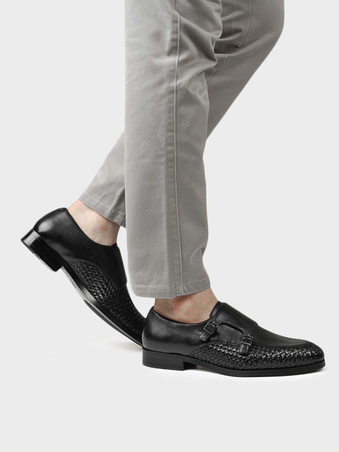 ROSSO BRUNELLO Men Textured Leather Formal Mock Shoes