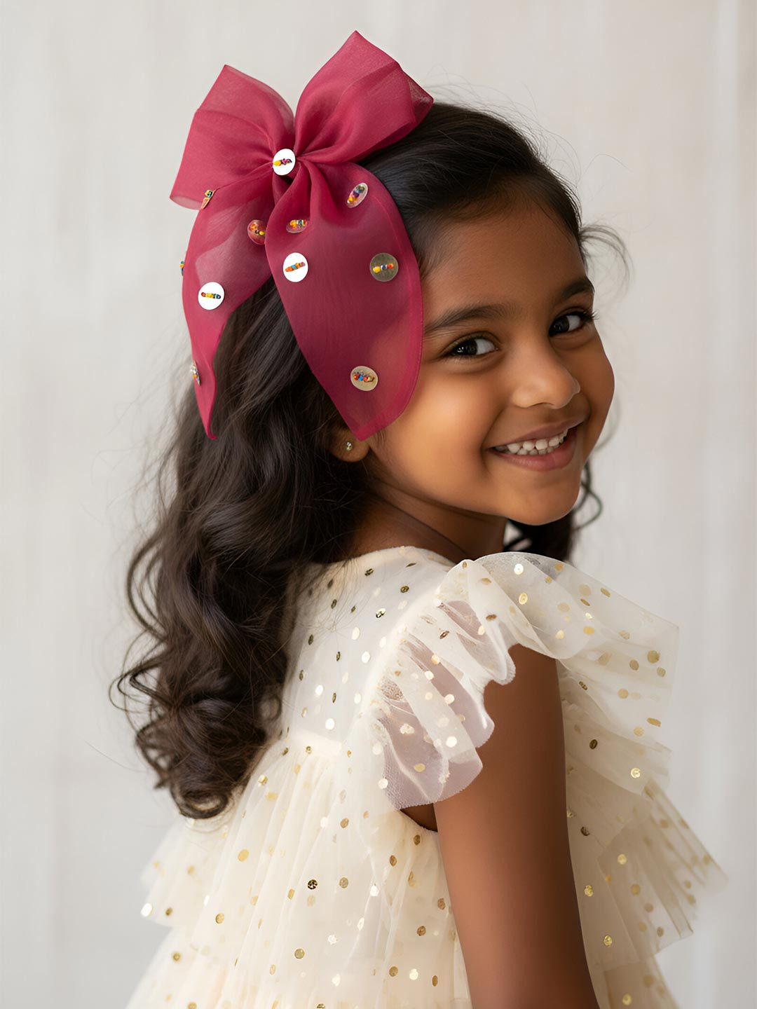 Choko Santa's Xmas Organza Bow Hair Clip