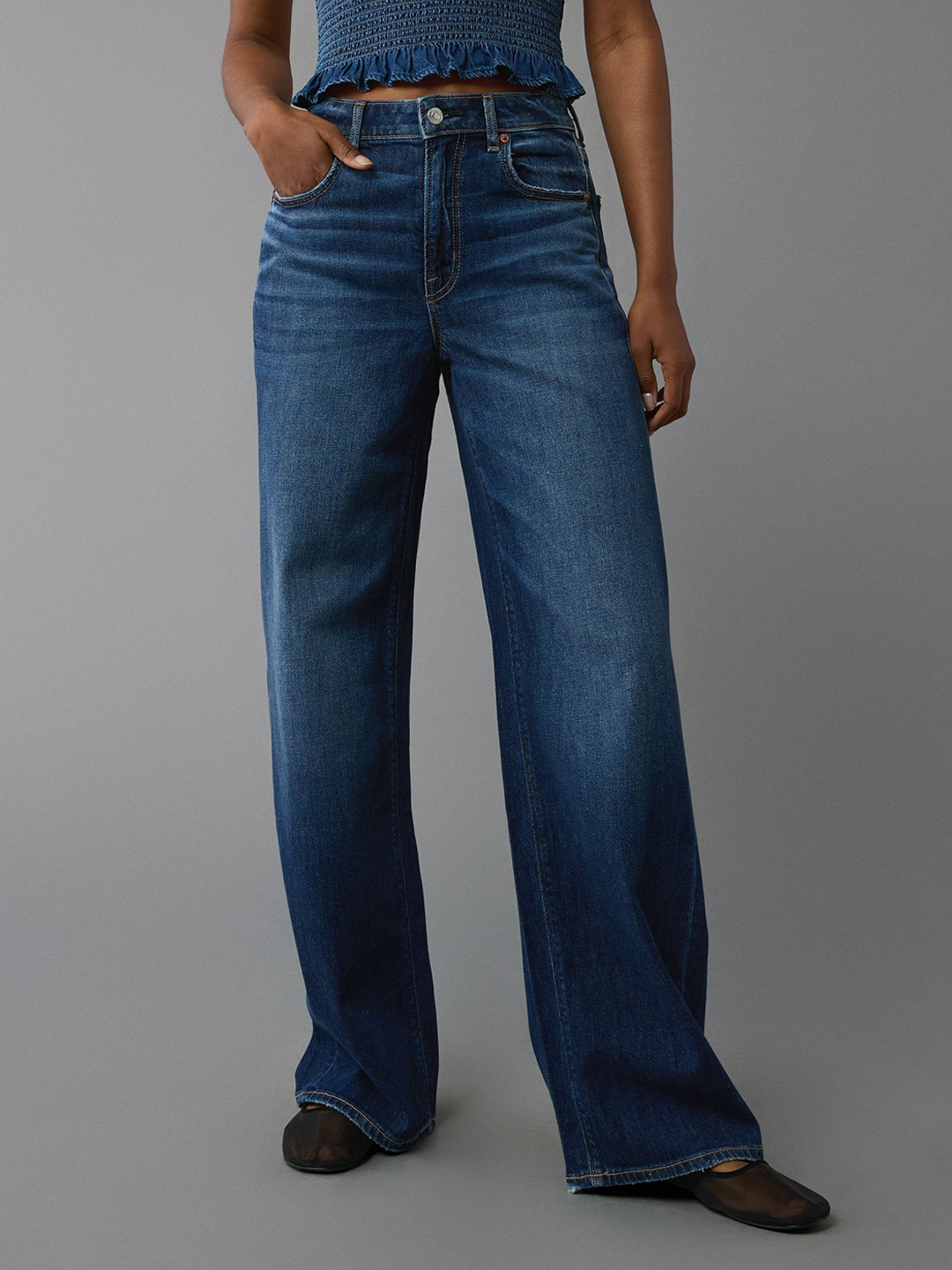 AMERICAN EAGLE OUTFITTERS High Rise Wide Leg Stretchable Jeans
