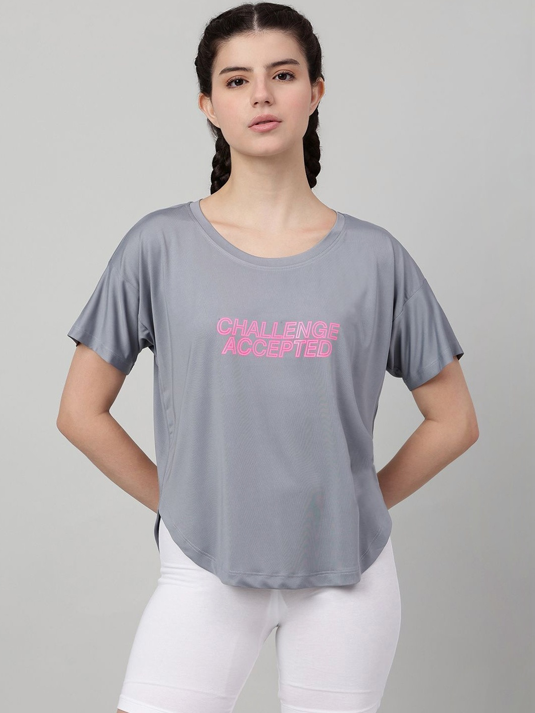 MKH Women Typography Printed Dri-FIT T-shirt