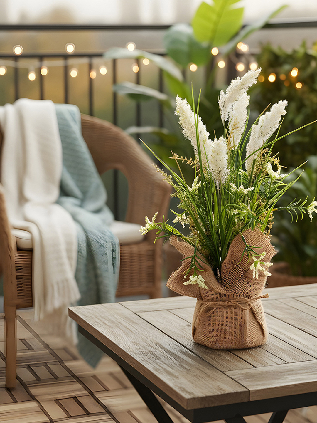 AARVI DECOR STUDIO Cream-Coloured Pampas Grass Artificial Flower