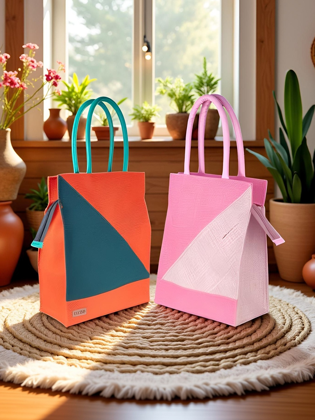FOONTY Colourblocked Shopper Handheld Bag