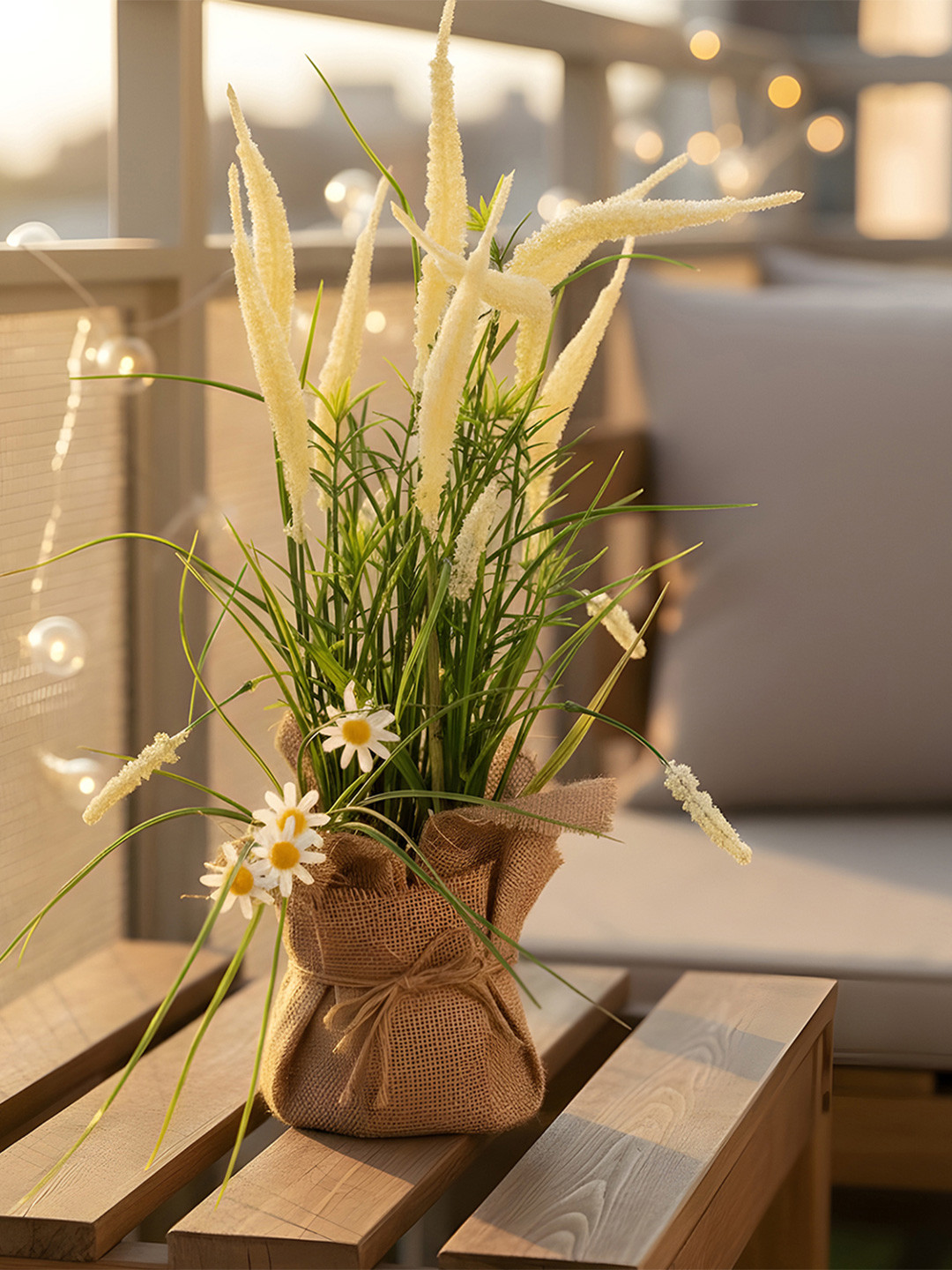 AARVI DECOR STUDIO Cream-Coloured 1 Pieces Artificial Foxtail Grass Arrangement