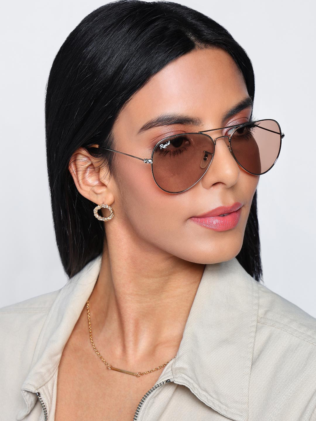 RESIST EYEWEAR Unisex Aviator Sunglasses With UV Lens  AIRCRAFTS SILVER PINK CANDY 4