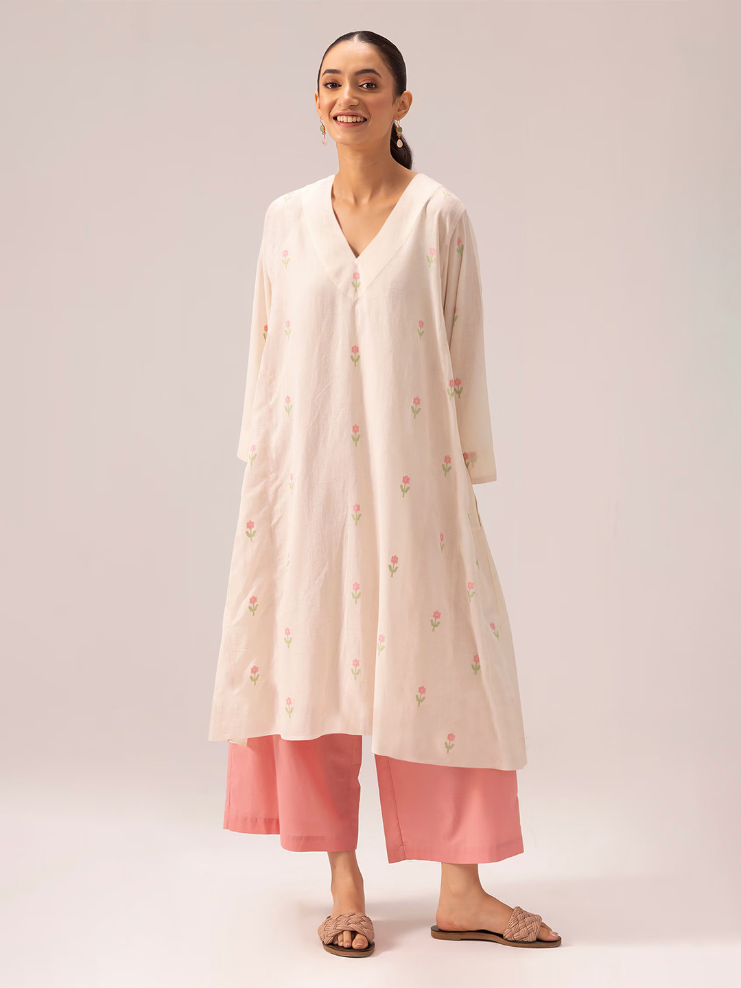 Anni Designer Women Floral Printed Kaftan Kurta with Palazzo