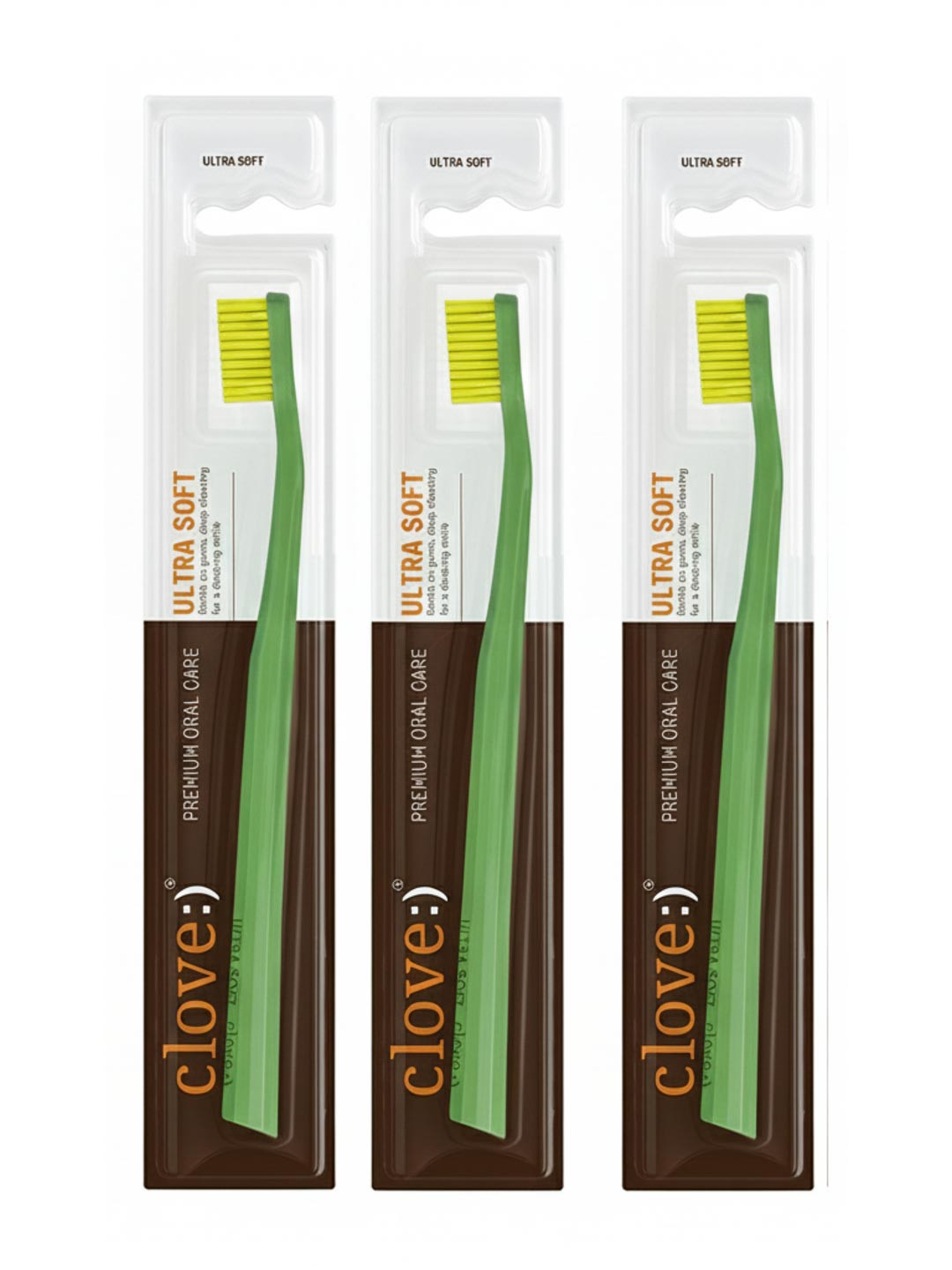 Clove Oral Care 4160 Bristles Pack of 5 Toothbrush for Sensitive Teeth & Gums - Green