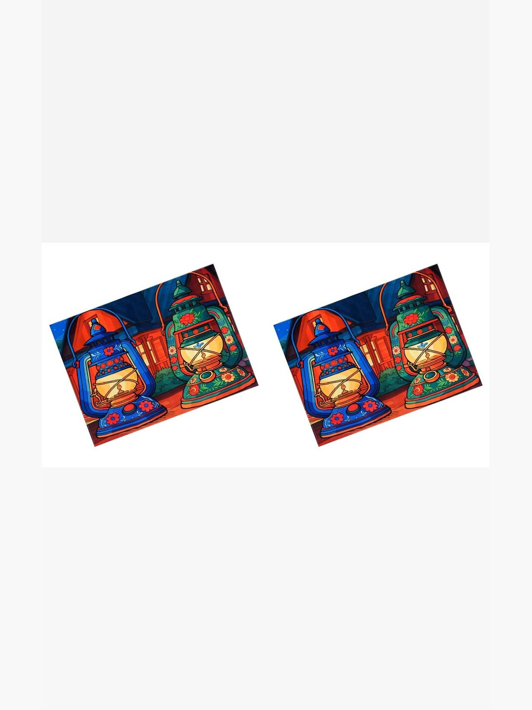 PRAKARTIK 2-Pcs Green & Blue Digital Printed Table Placemats