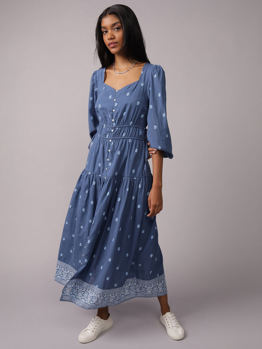 AMERICAN EAGLE OUTFITTERS Women Floral Printed Cotton Fit & Flare Maxi Dress