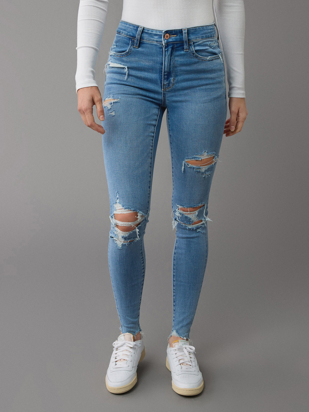 AMERICAN EAGLE OUTFITTERS Women Slim Fit  High-Waisted Ripped Jeggings
