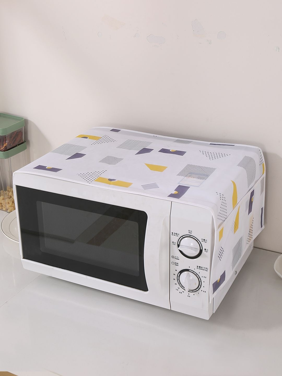 HOKIPO Geometric Abstract PEVA Waterproof Microwave Oven Cover