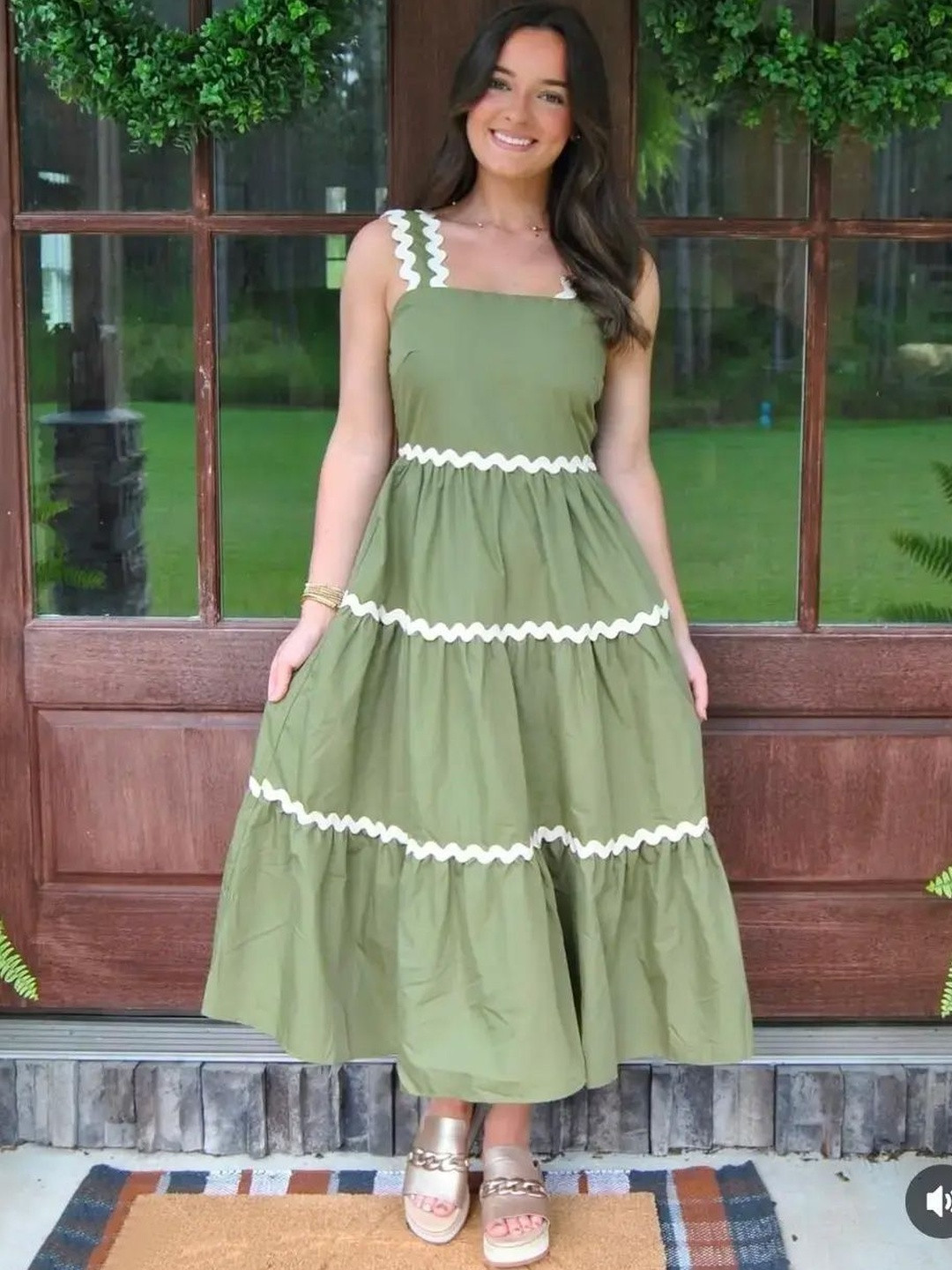 FIXOCRA Ruffled Crepe A-Line Midi Dress