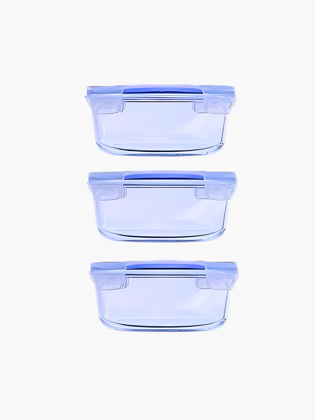 smart serve Transparent Solid Glass Dishwasher Safe 3PCs Lunch Box With Spoon and Fork