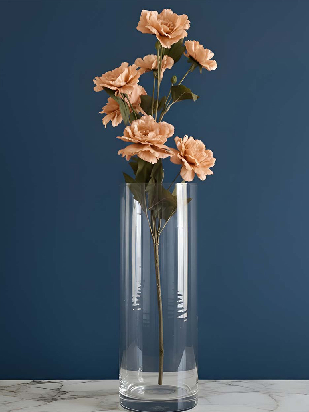 AARVI DECOR STUDIO Peach & Green Peony Artificial Flower