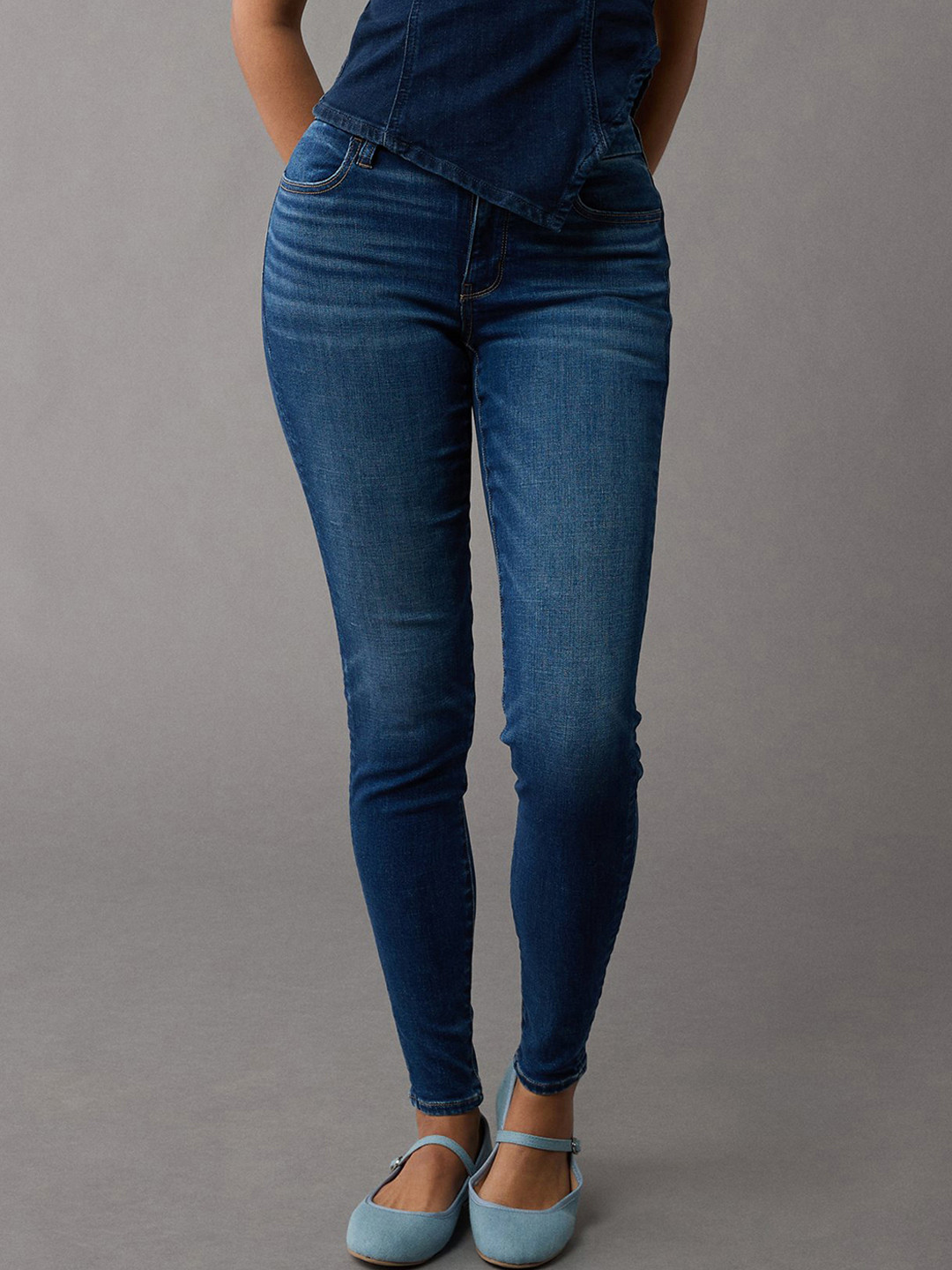 AMERICAN EAGLE OUTFITTERS Skinny Fit High-Waisted Cropped Jeans