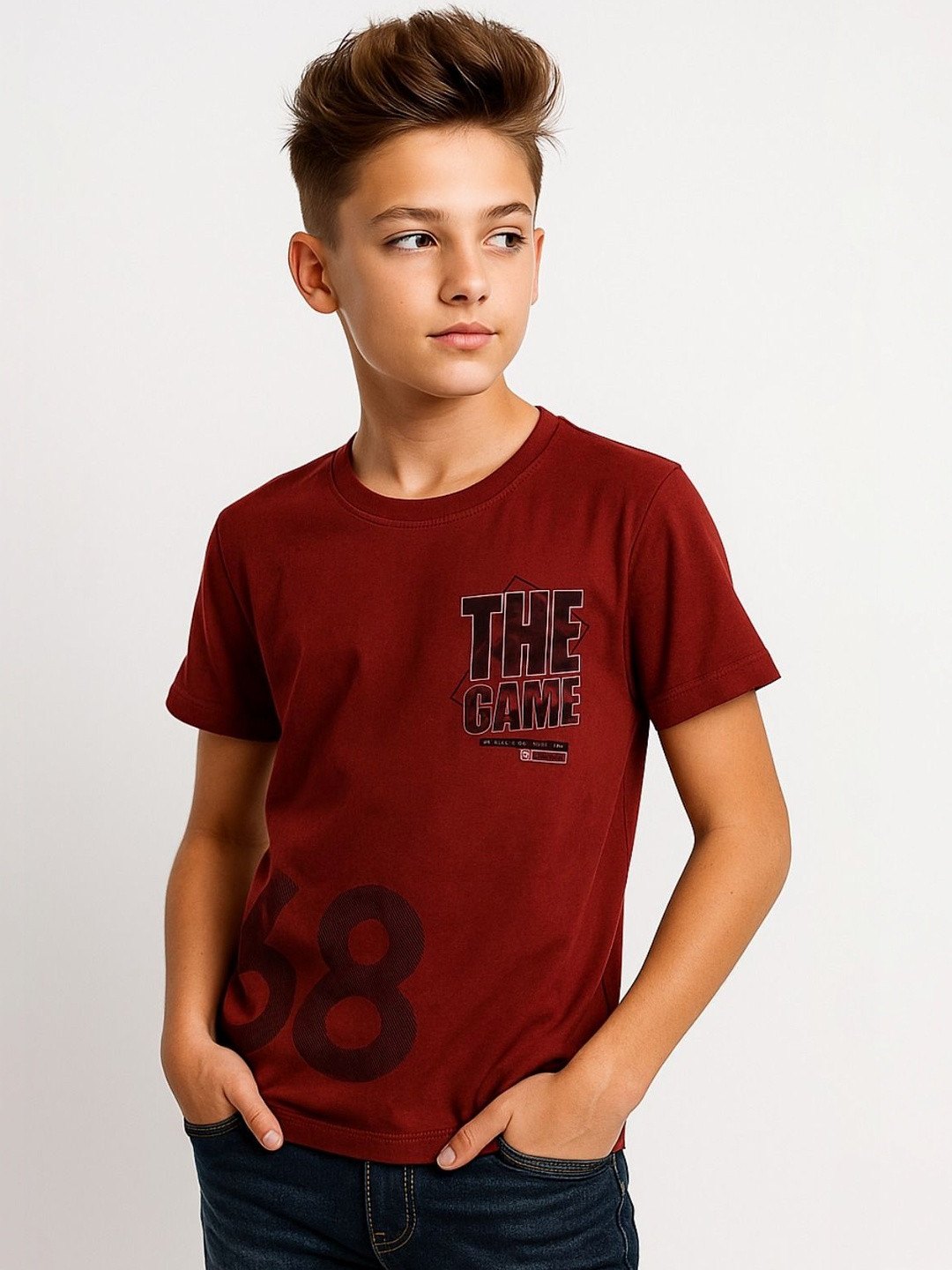 RASPY Boys Printed Cotton Round Neck Tshirts