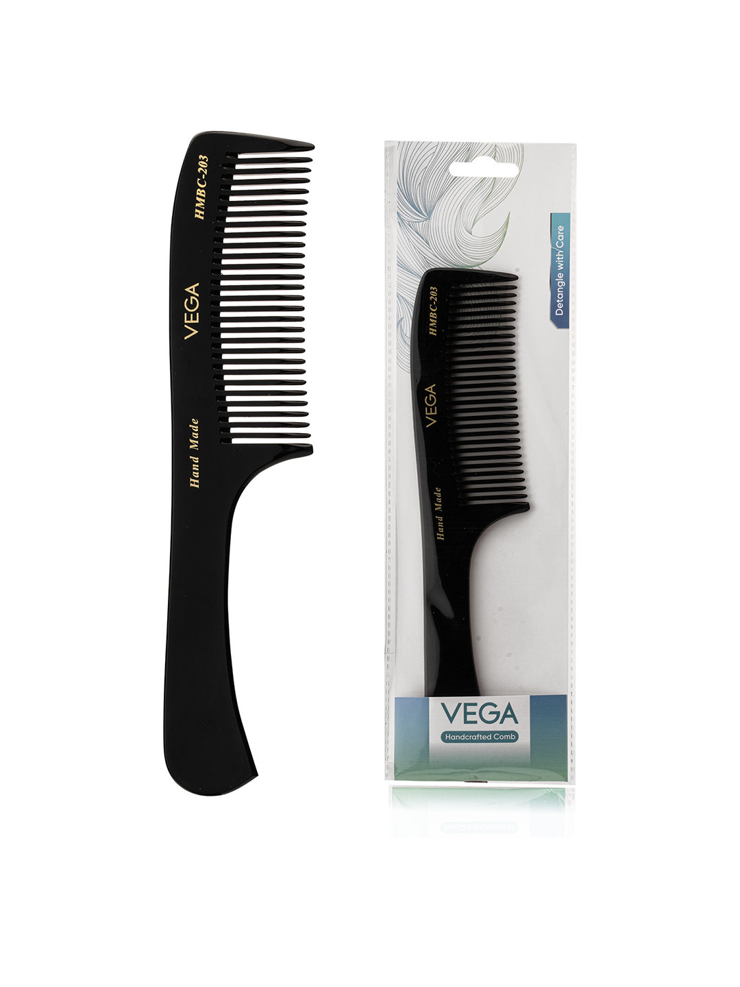 VEGA HMBC-203 Handmade Grooming Hair Comb - Black